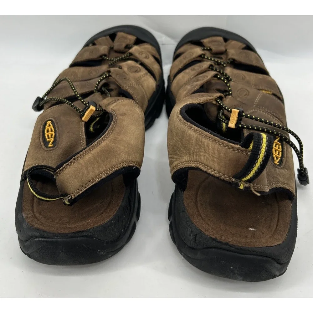 Keen Newport H2 Leather Sandals Closed Toe Bison Brown Men's Size 14